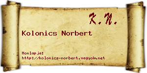 Kolonics Norbert névjegykártya