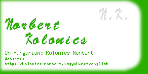 norbert kolonics business card